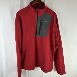 Eddie Bauer First Ascent Fleece Jacket‎ Mens XL Red 1/2 Zip Pullover